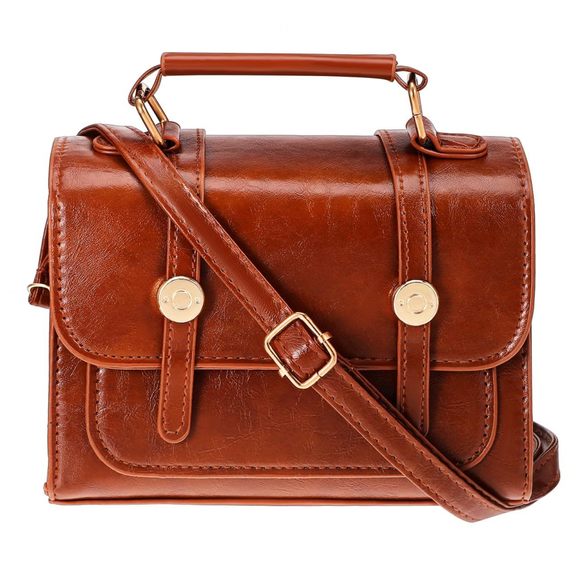 Brown Crossbody Bag Pu Small Handbag Top Handbag Shoulder Bag With >:( - Picture 1 of 9